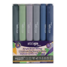 Markere acrilice Strigo tip pensula, 6 culori, SSC435