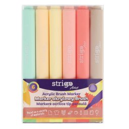 Markere acrilice Strigo tip pensula, 6 culori, SSC432