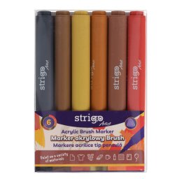 Markere acrilice Strigo tip pensula, 6 culori, SSC433