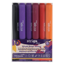 Markere acrilice Strigo tip pensula, 6 culori, SSC434