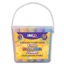 Creta Strigo colorată Jumbo, 15 buc, 5 culori in galetusa
