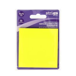 Notite Adezive Strigo 75x75mm, galben neon, 50 file