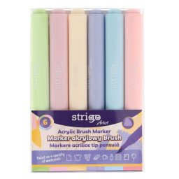 Markere acrilice Strigo tip pensula, 6 culori, SSC428
