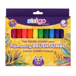 Carioci Strigo Jumbo pensula, 12 culori pe baza de apa, 1-5.7mm
