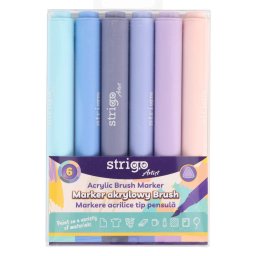 Markere acrilice Strigo tip pensula, 6 culori, SSC431