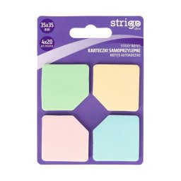 Notite autoadezive Strigo patrate, 4x20 file pastel, 35x35 mm