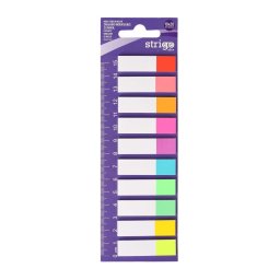 Etichete Indexare Strigo cu rigla, 10x20 file, 10 culori Neon, 45x12mm