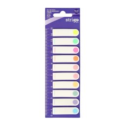 Etichete Indexare Strigo cu rigla, 10x20 file, 10 culori Pastel, 44x12mm SSN038