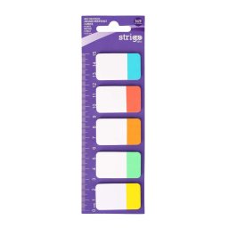Etichete Indexare Strigo cu rigla, 5x20 file, culori Neon, 45x20mm