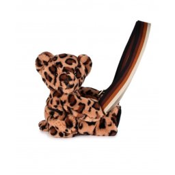Geanta crossbody adorabila, Ursulet din plus, 30 cm, imprimeu leopard