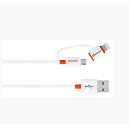 Cablu USB SKross Essentials Line 2 in 1 cu Conector MicroUSB si Lightning 1m Alb