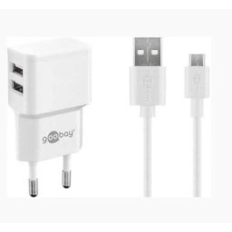 Incarcator Retea Goobay WM224WE 2x USB-A 2.4A cu Cablu MicroUSB Alb