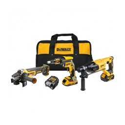 DeWalt - DCF620N + DCG405N + DCH133N - Masina de insurubat, 30 Nm + Polizor unghiular, 125 mm + Rotopercutor SDS-Plus, 2.6 J + Set 2 acumulatori si incarcator, Li-Ion, 18 V, 4/2 Ah + geanta textila