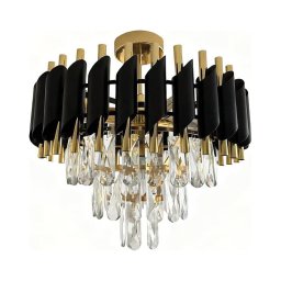 Plafonieră aplicată CRISTAL 5xE14/10W/230V, Ø 38 cm, negru/auriu