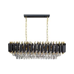 Candelabru suspendat pe lanț CRISTAL 10xE14/10W/230V negru/auriu
