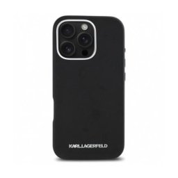Husa Karl Lagerfeld Apple iPhone 16 Pro Max Saffiano Full Wrapped Elongated Metal Logo Negru