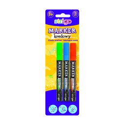Blister Strigo Marker Creta Lichida, varf rotund, mix culori SSC211X3 BL