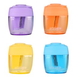 Ascutitoare Strigo, un orificiu, cu recipient, 4 culori SSC390