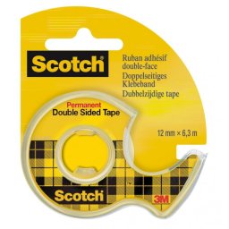 Accesorii birotica Dispenser cu banda dublu adeziva transparenta, 12mm x 6.3m, 3M - SCOTCH
