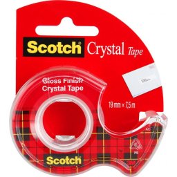 Accesorii birotica Dispenser cu banda adeziva transparent cristal, se rupe usor, 19mm x 7.5m, 3M - SCOTCH Crystal