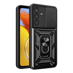 Husa Hybrid Armor Camshield case for Samsung M14 with camera cover - black