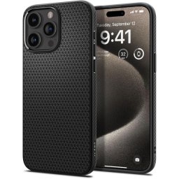 Husa Husa pentru Apple iPhone 15 Pro Max, Spigen, Liquid Air Matte, Neagra ACS06562