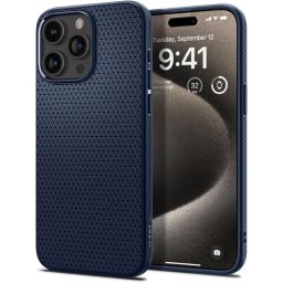 Husa Husa pentru Apple iPhone 15 Pro Max, Spigen, Liquid Air Matte, Bleumarin ACS06563