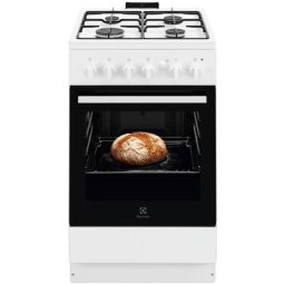 LKG504012W, Gaz, 4 arzatoare, Aprindere integrata plita si cuptor, Siguranta plita si cuptor, Autocuratare catalitica, Grill electric, Rotisor, 50 cm, Alb