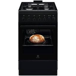 Aragaz LKK520022K, Mixt, 4 arzatoare, Siguranta plita, Aprindere integrata, Timer mecanic, Iluminare cuptor, Grill, Clasa A, 50 cm, Negru