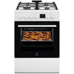 Aragaz LKK660220W, Mixt, 4 arzatoare , Siguranta plita, Aprindere integrata, Cuptor electric, Plus Steam, AirFry, Timer, Grill electric, Clasa A, 60 cm, Alb