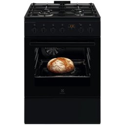 Mixt, 4 arzatoare, SteamBake-gatire cu abur; AirFry, Autocuratare Catalitica, Timer mecanic, Aprindere integrata plita si cuptor, Grill Electric, Rotisor, Iluminare cuptor, 60 cm, Negru