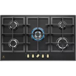 Plita incorporabila Plita pe Gaz Incorporabila 5 Arzatoare 90 cm Negru, Aprindere Electrica, Arzator WOK, Grilaje Fonta, SpeedBurner
