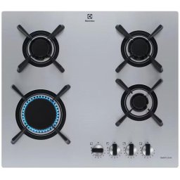Plita incorporabila Plita pe Gaz Incorporabila 4 Arzatoare 60 cm Inox, Aprindere Electrica, Sistem Siguranta Gaz, Arzator WOK, Grilaje Fonta
