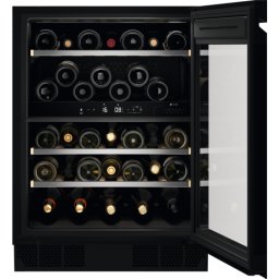 Aparate Frigorifice Racitor de vinuri Electrolux EWUD140B8B, 40 sticle, Rafturi lemn, Control electronic (Zona dubla de control), Clasa G, H 82 cm, Negru