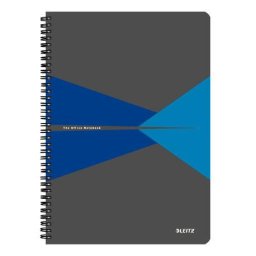 Caiet de birou Leitz Office A4 coperta PP cu spira 90 file dictando albastru