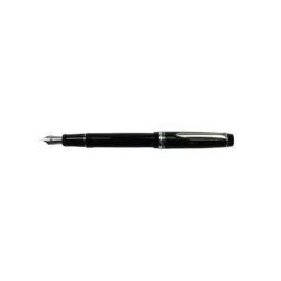 Stilouri Stilou Pilot Heritage 91 negru varf gros penita placata cu aur si capac finisaj argintiu