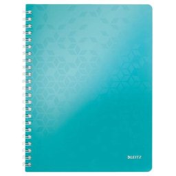 Caiet de birou Leitz WOW A4 coperta PP cu spira 80 file dictando turcoaz metalizat