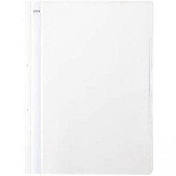 Dosar A4 din plastic cu sina si perforatii 50/set Noki alb