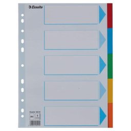 Accesorii birotica Separatoare Esselte carton reciclat si reciclabil A4 5 taste multicolor