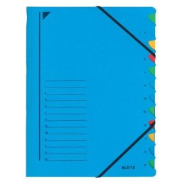 Mapa carton A4 cu elastic 12 separatoare albastru Leitz