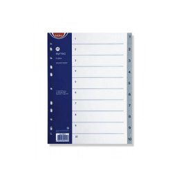 Accesorii birotica Index Noki A4 plastic numerotat 1-10 gri