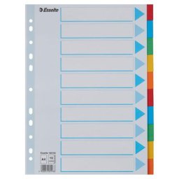 Accesorii birotica Separatoare Esselte carton reciclat si reciclabil A4 10 taste multicolor