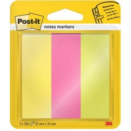 Accesorii birotica Marker pagina Post-it ® culori neon asortate 25 mm x 76 mm 100 file/bucata 3 bucati/pachet Notite adezive 3M Post- It 25 x 76 mm neon 3 culori