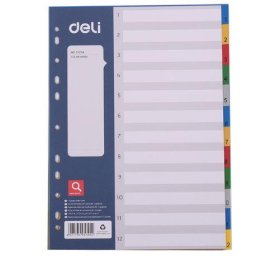 Accesorii birotica Separatoare index plastic 1-12 color Deli