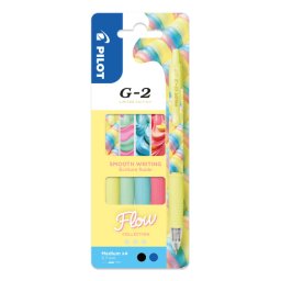Set rollere cu gel Pilot G2 Flow 0.7 mm cu click 4 culori