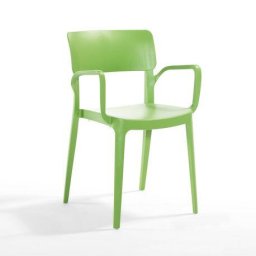 Scaun exterior Novussi Dynamic Plus cu brațe din polipropilenă verde suprapozabil