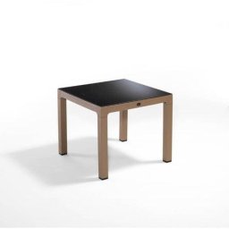 Masa Novussi Wood 90 x 90 blat de sticla desert brown