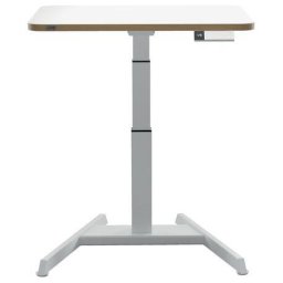 Birou ergonomic electric Leitz Ergo alb PAL si otel inaltime reglabila 80x60 cm