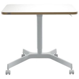 Birou ergonomic Leitz Ergo alb PAL si otel inaltime reglabila pneumatic mobil 80 x 60 cm