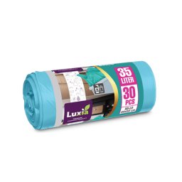 Diverse articole de curatenie Saci menajeri Luxia 35L cu urechi de prindere 30 buc/rola HD-LD turcoaz